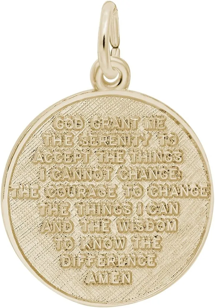 10k Yellow Gold Serenity Prayer Charm, Charms for Bracelets and Necklaces