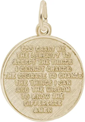 10k Yellow Gold Serenity Prayer Charm, Charms for Bracelets and Necklaces