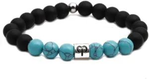 12 Constellations Zodiac Signs Turquoise Beaded Bracelets for Women Men Birthday Friendship Elastic Stretch Wrist Bracelets