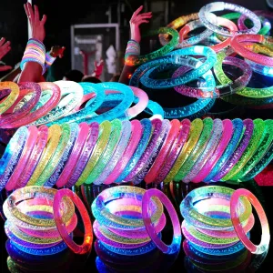 120 Pack LED Light Up Bracelets, Glow in the Dark Party Supplies, 6 Color Glow Bracelets, Rave Party Favors for Kids/Adults Birthday, Concert,Goodie Bag Fillers, New Year