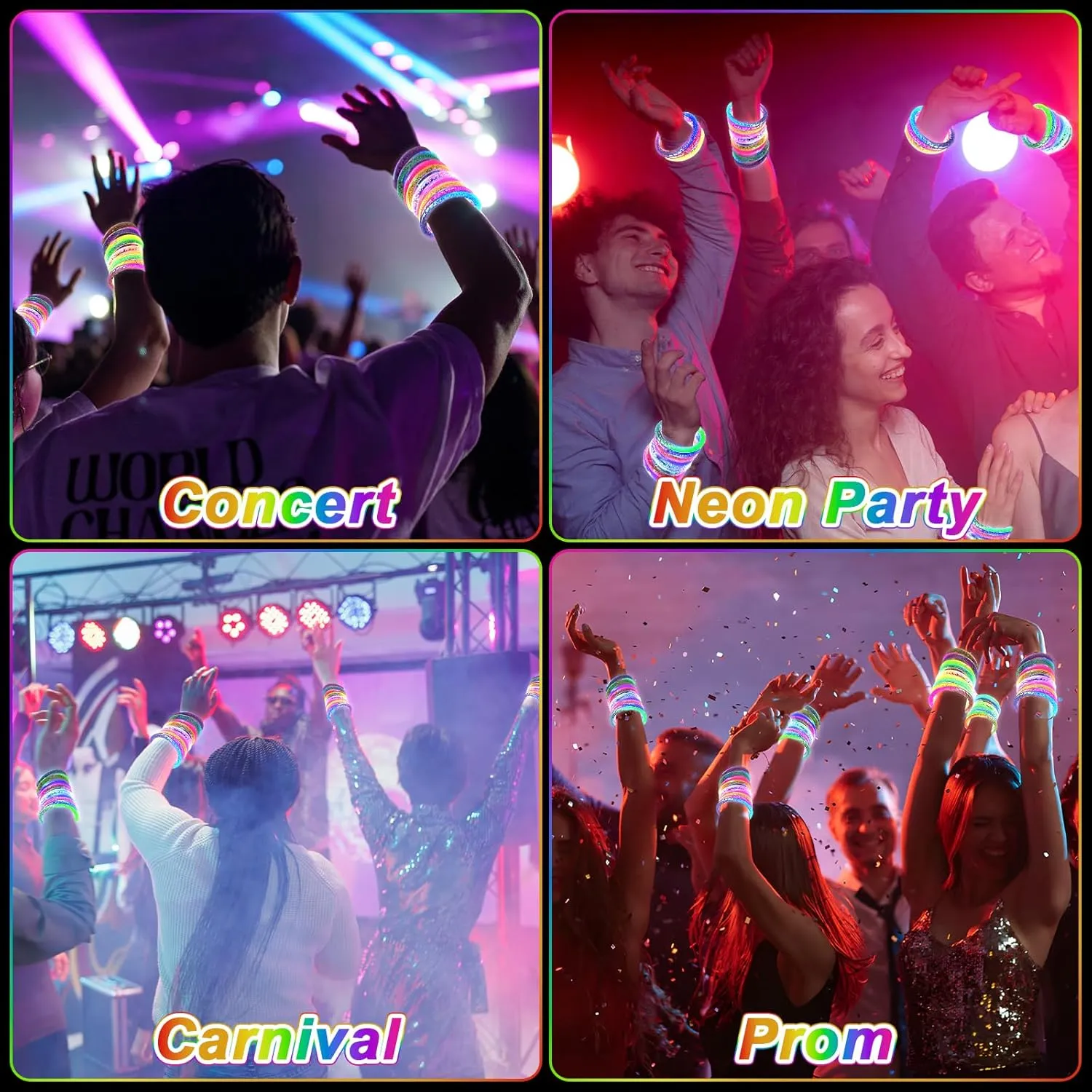 120 Pack LED Light Up Bracelets, Glow in the Dark Party Supplies, 6 Color Glow Bracelets, Rave Party Favors for Kids/Adults Birthday, Concert,Goodie Bag Fillers, New Year