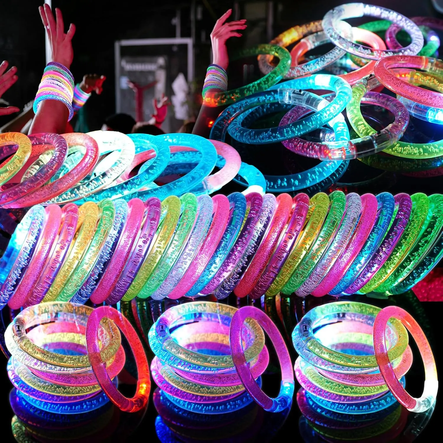 120 Pack LED Light Up Bracelets, Glow in the Dark Party Supplies, 6 Color Glow Bracelets, Rave Party Favors for Kids/Adults Birthday, Concert,Goodie Bag Fillers, New Year
