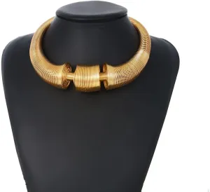14k Gold Chunky Gold Chain Statement Choker Necklace for Women Trendy, 14K Gold Plated Thick Snake Chain Collar Torque Layered Necklaces Exaggerated Necklaces Personality Choker Jewelry (Gold)