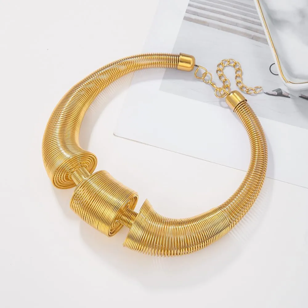 14k Gold Chunky Gold Chain Statement Choker Necklace for Women Trendy, 14K Gold Plated Thick Snake Chain Collar Torque Layered Necklaces Exaggerated Necklaces Personality Choker Jewelry (Gold)