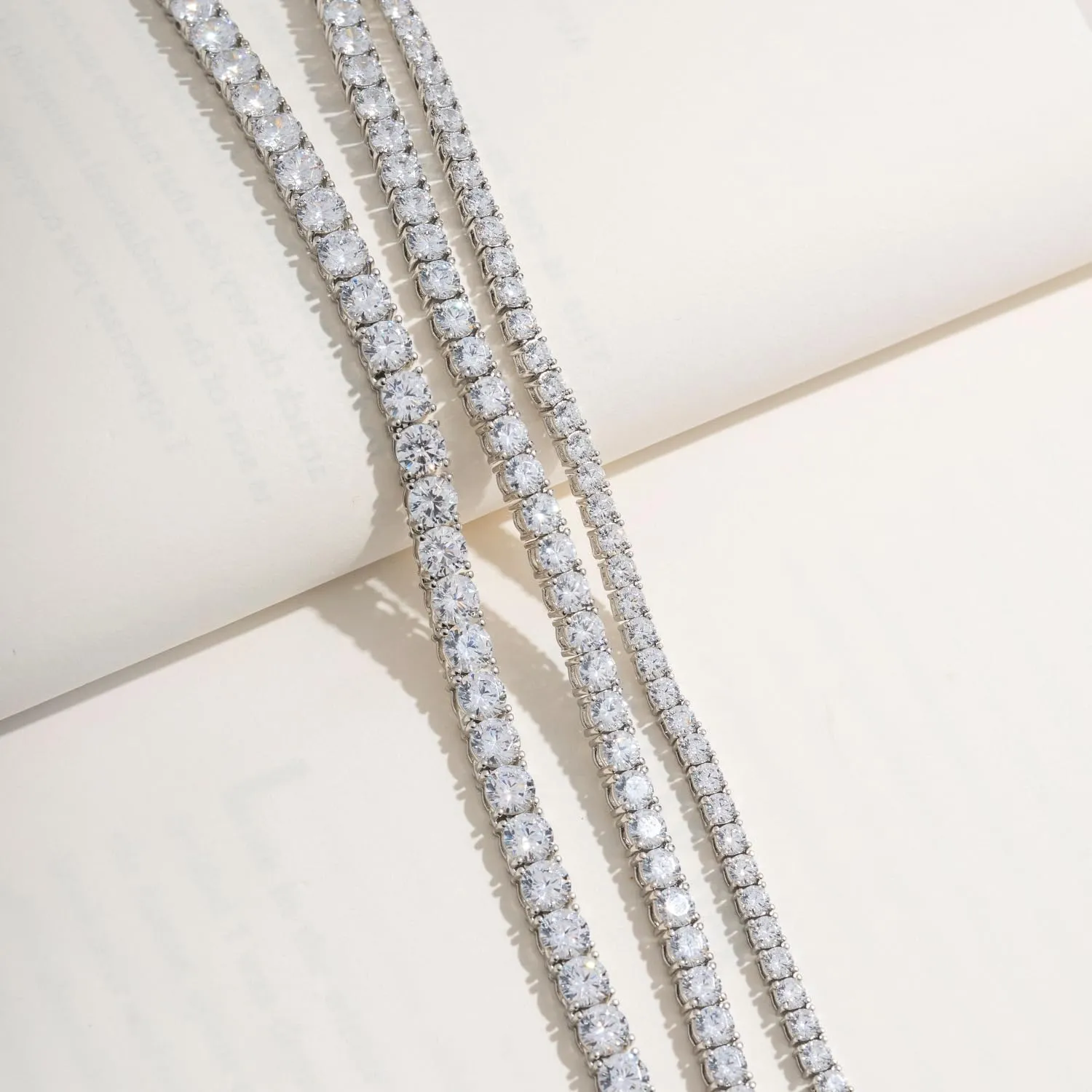 14K Gold or Rhodium Plated Tennis Necklace | Classic Necklace for Women and Men | 3mm-5mm Round Cut Cubic Zirconia CZ Simulated Diamond