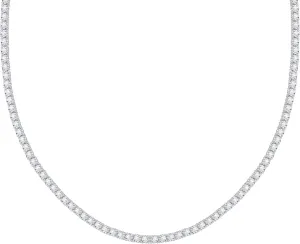 14K Gold or Rhodium Plated Tennis Necklace | Classic Necklace for Women and Men | 3mm-5mm Round Cut Cubic Zirconia CZ Simulated Diamond