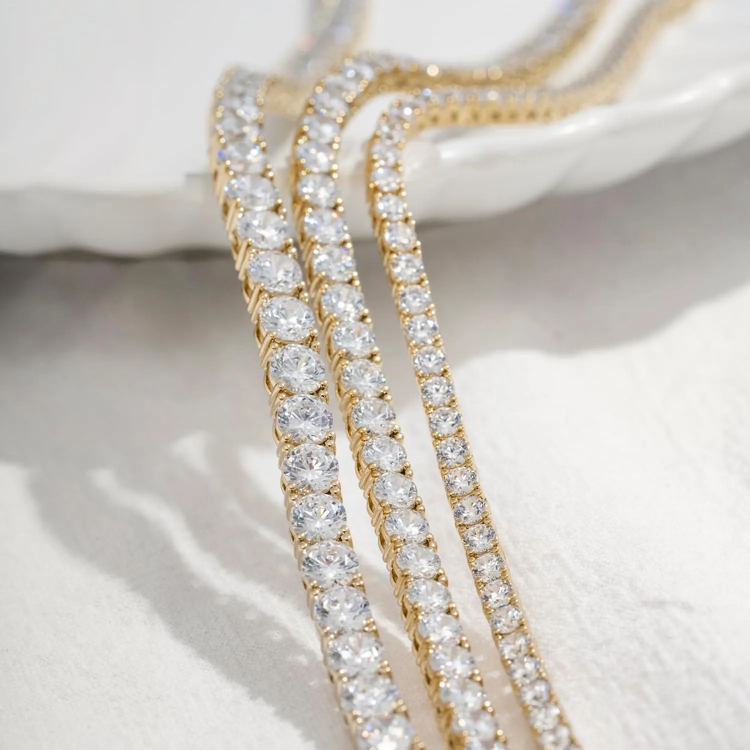 14K Gold or Rhodium Plated Tennis Necklace | Classic Necklace for Women and Men | 3mm-5mm Round Cut Cubic Zirconia CZ Simulated Diamond