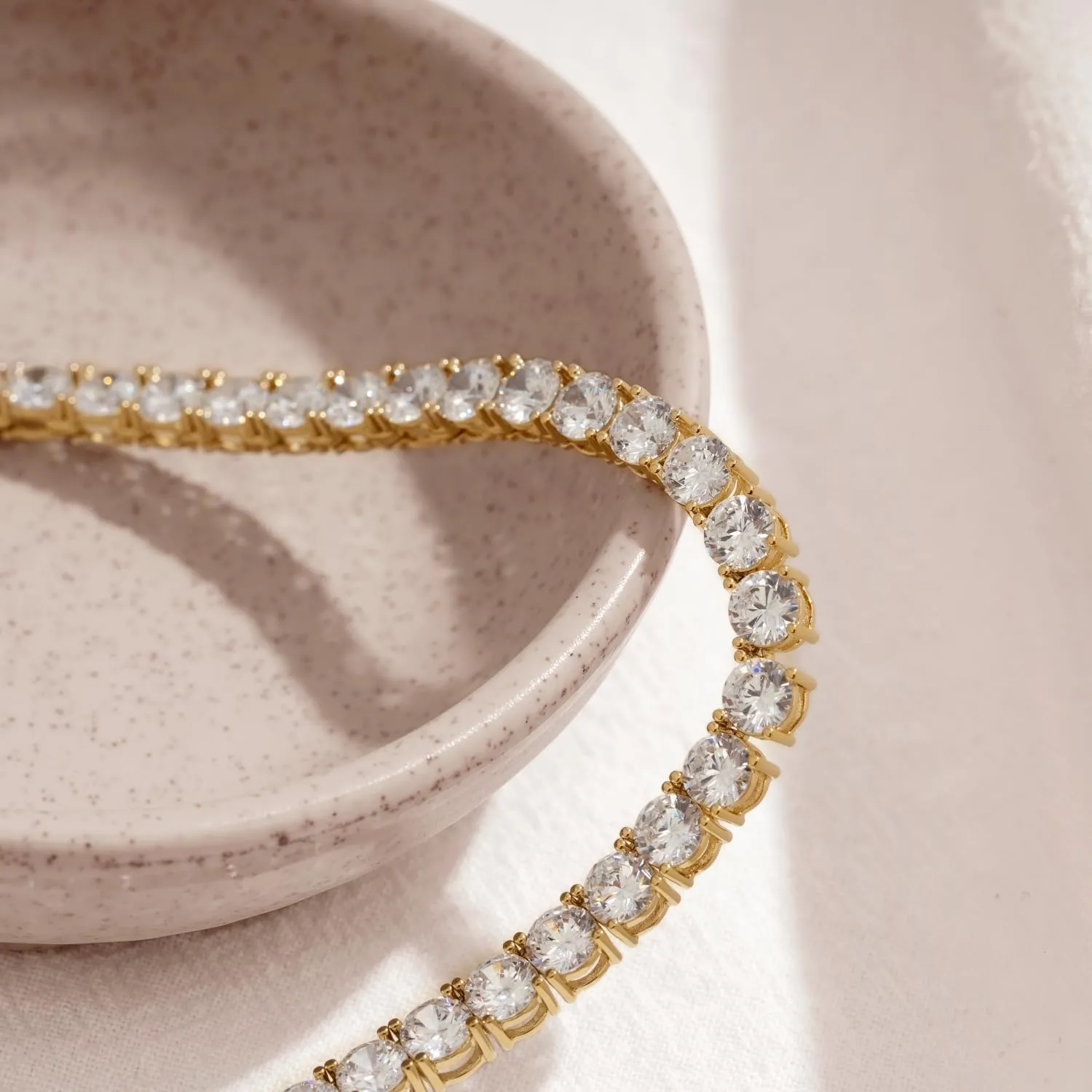 14K Gold or Rhodium Plated Tennis Necklace | Classic Necklace for Women and Men | 3mm-5mm Round Cut Cubic Zirconia CZ Simulated Diamond
