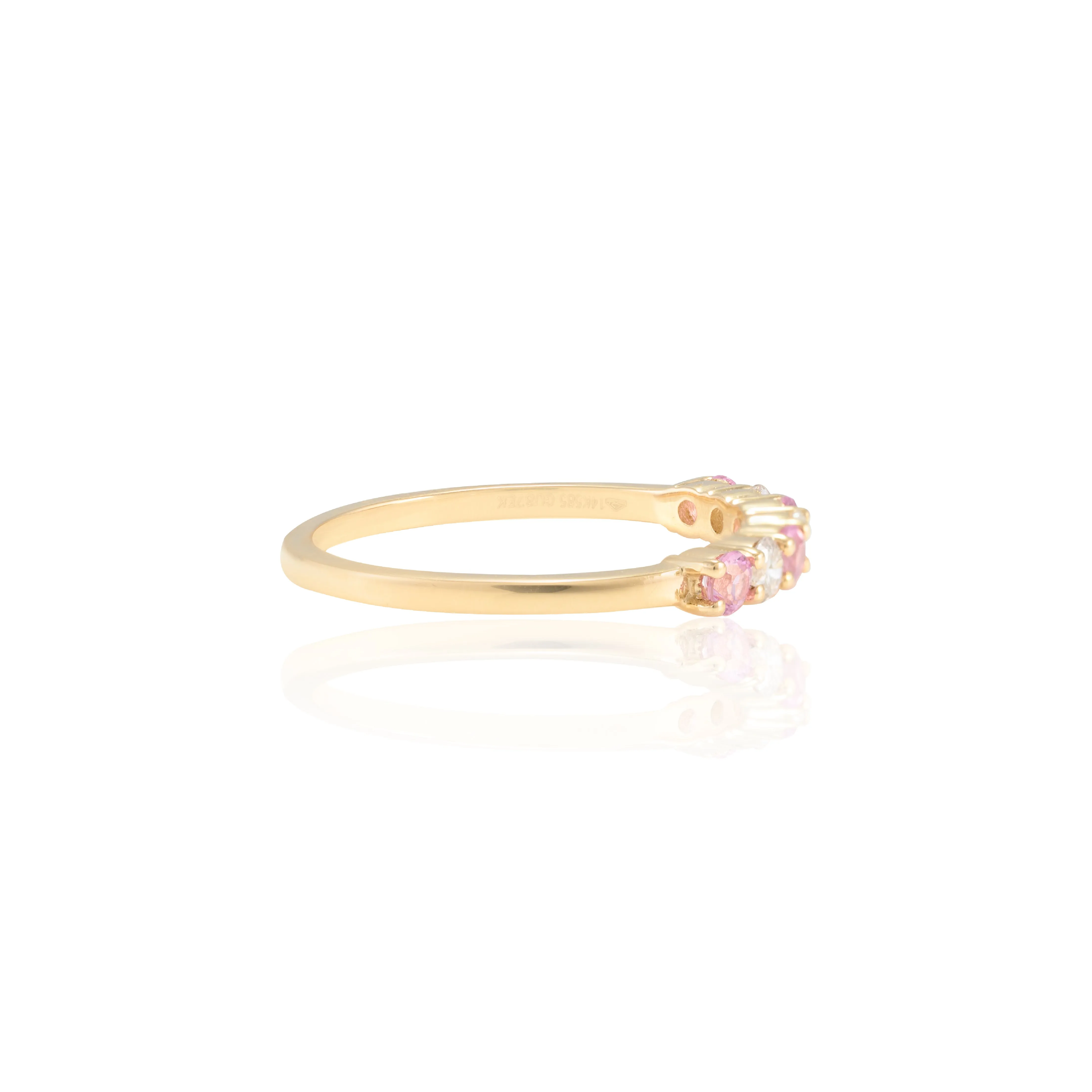 14K Gold Pink Sapphire Half Eternity Band