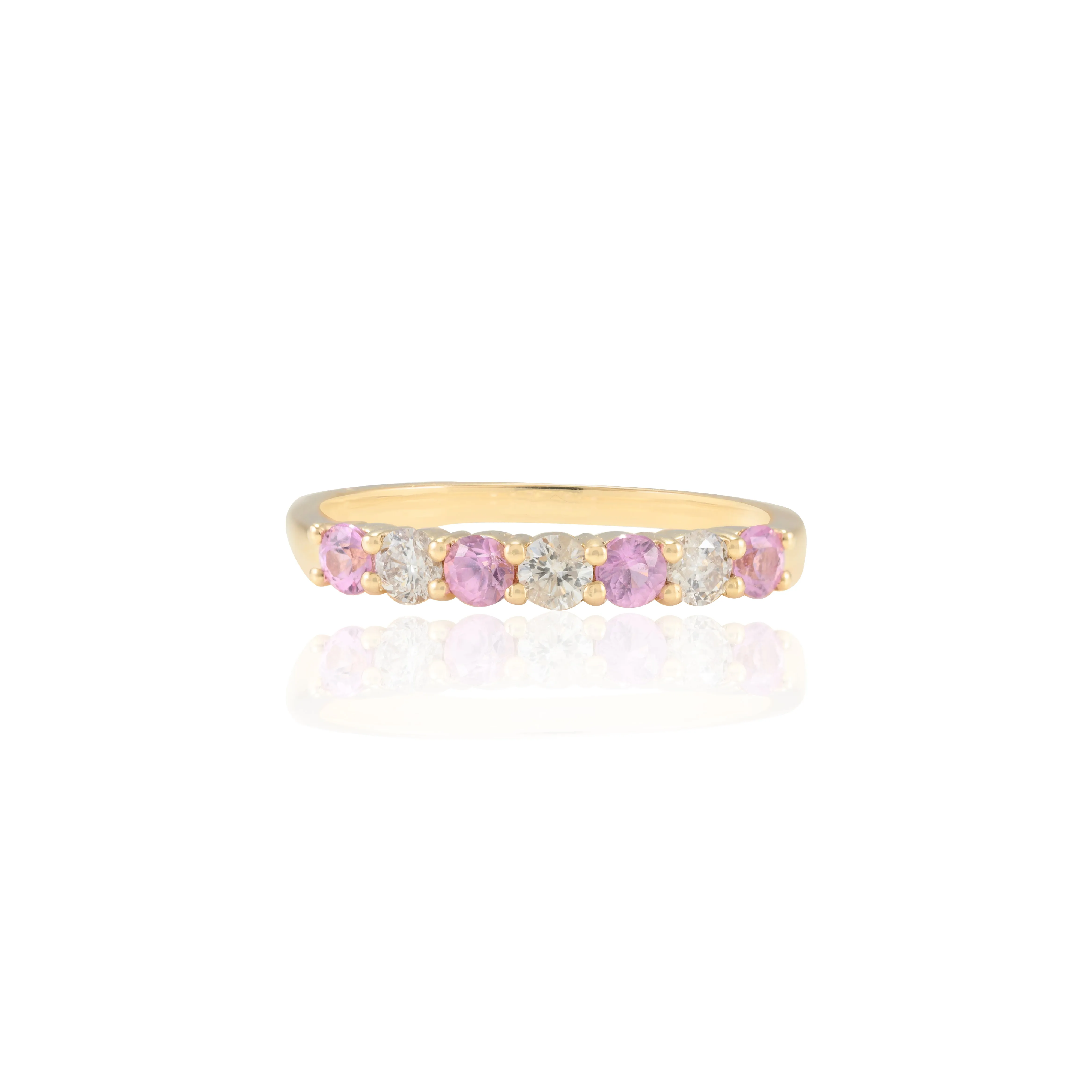 14K Gold Pink Sapphire Half Eternity Band