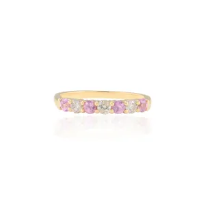 14K Gold Pink Sapphire Half Eternity Band