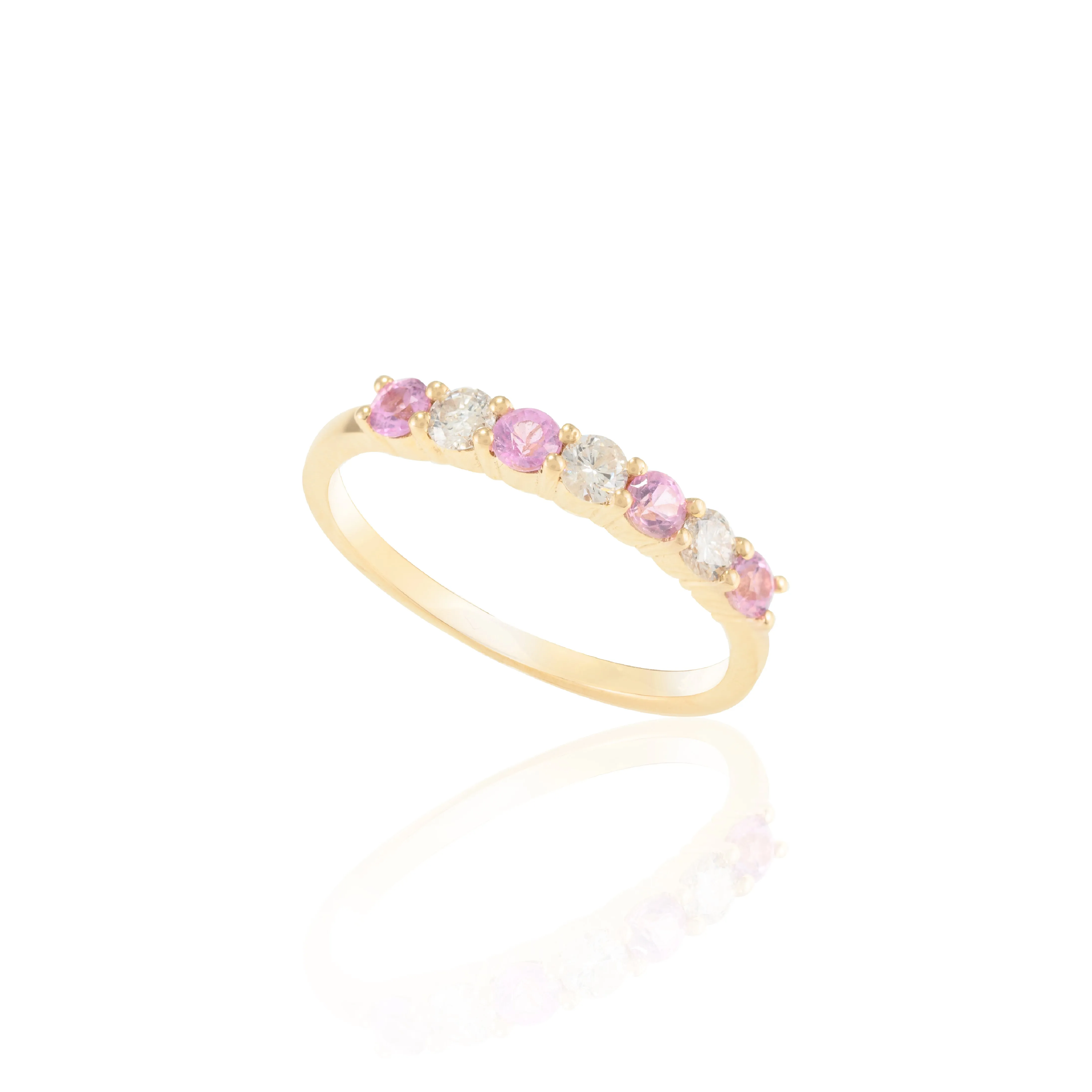 14K Gold Pink Sapphire Half Eternity Band