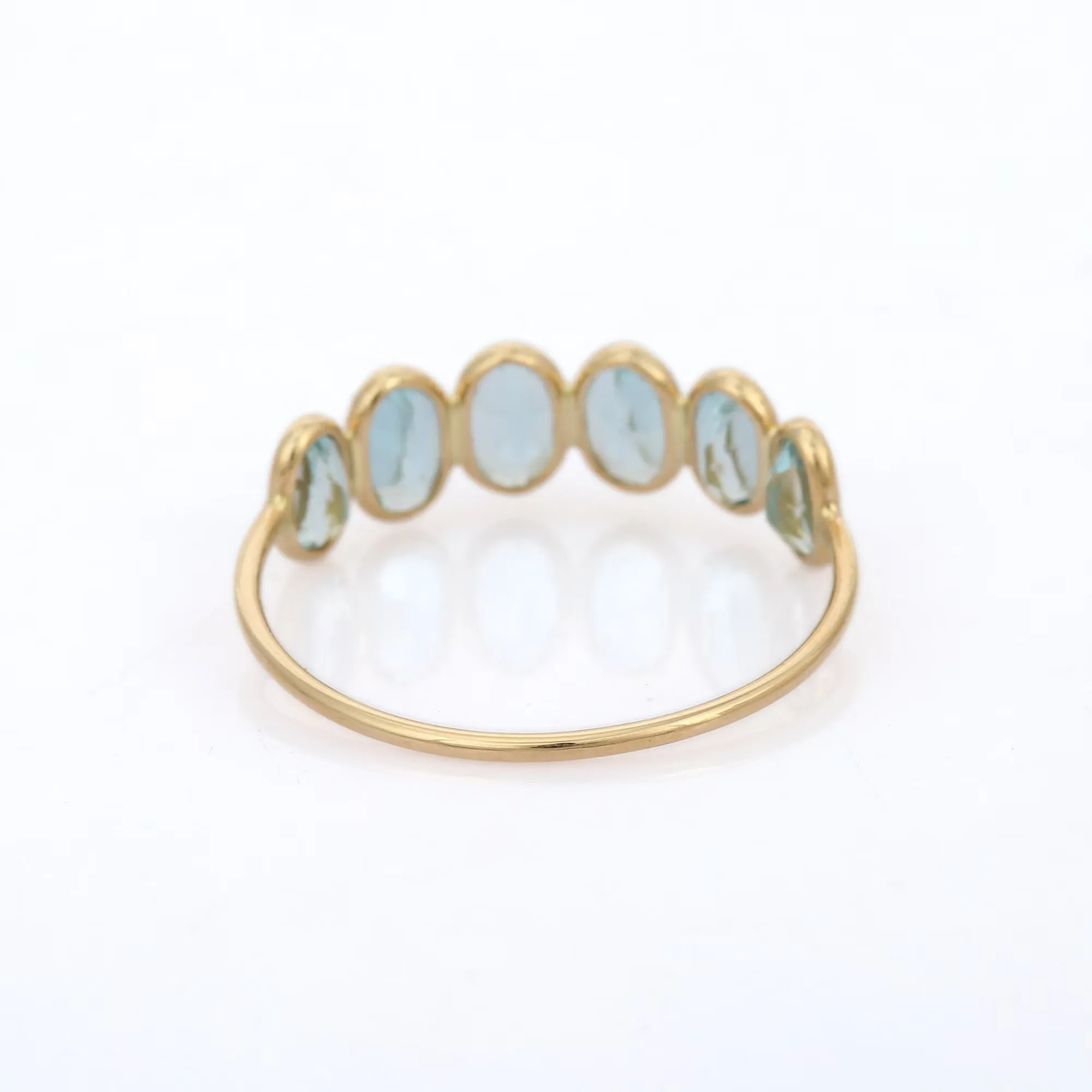 18K Bezel Set Aquamarine Half Eternity Band