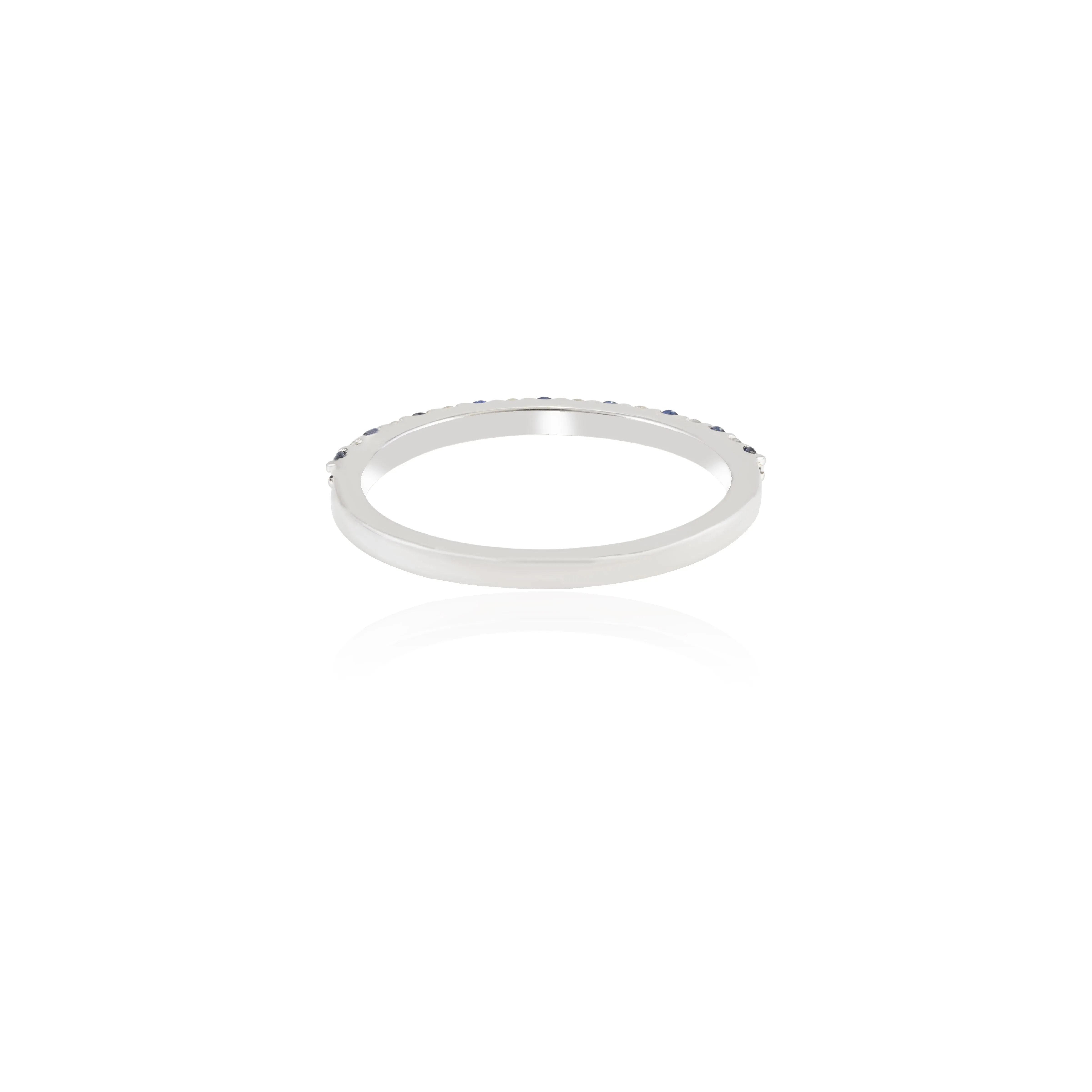 18K Gold Blue Sapphire Diamond Half Eternity Band