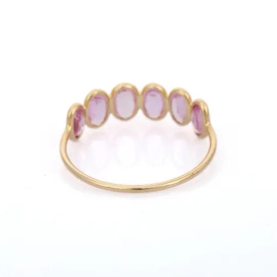 18K Gold Pink Sapphire Half Eternity Band