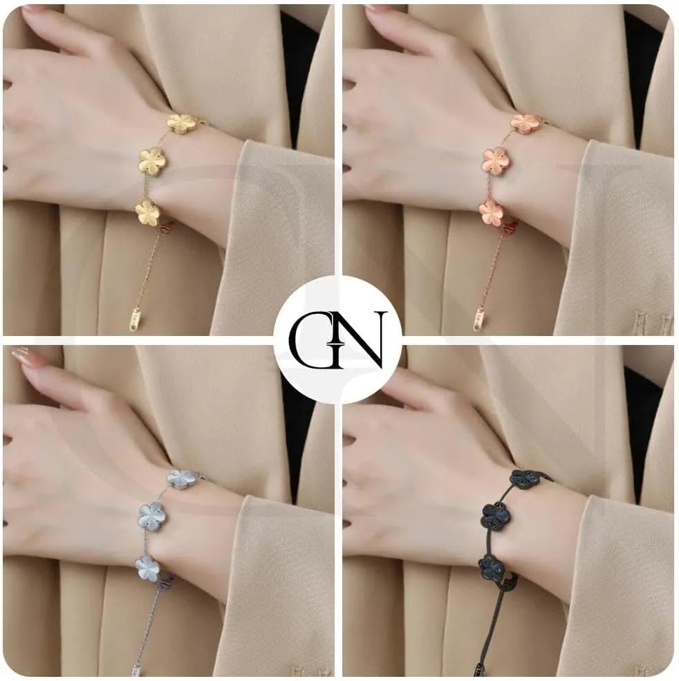 18K Gold Plated Clover Bracelet |Adjustable Bracelets| Lucky Flower Cute Link Bracelets Jewelry Gifts for Women