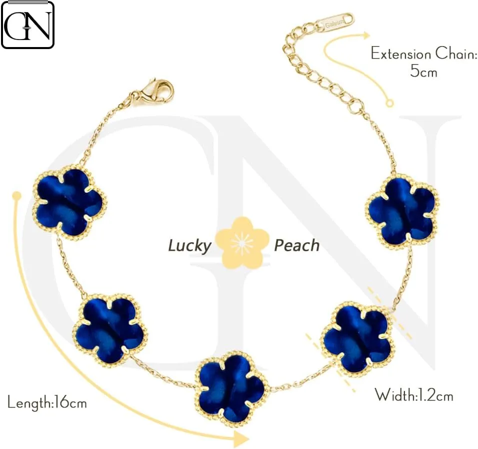 18K Gold Plated Clover Bracelet |Adjustable Bracelets| Lucky Flower Cute Link Bracelets Jewelry Gifts for Women