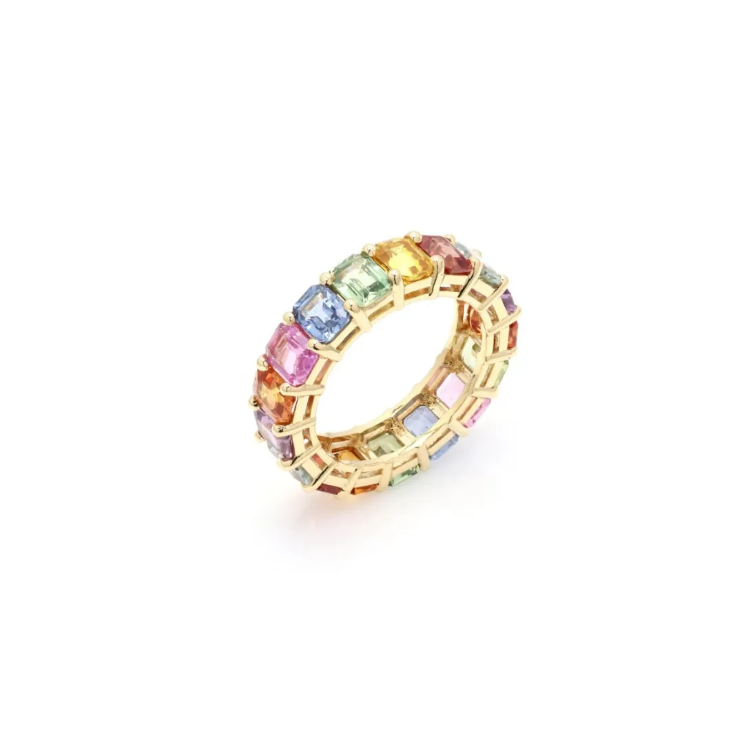 18K Yellow Gold Multi-Sapphire Ring