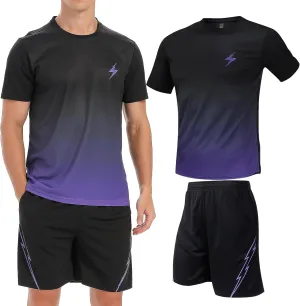 2Pack Mens Active Quick Dry Crew Neck T Shirts | Athletic Running Gym Workout Short Sleeve Tee Set