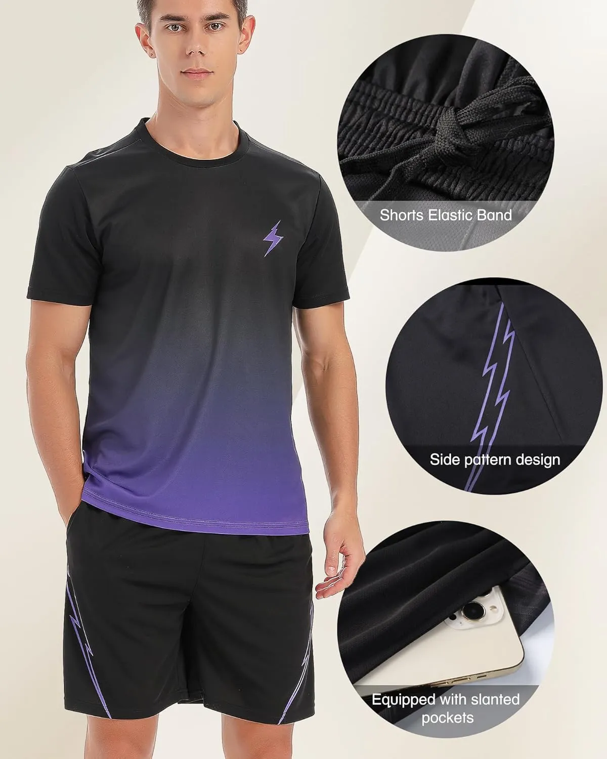 2Pack Mens Active Quick Dry Crew Neck T Shirts | Athletic Running Gym Workout Short Sleeve Tee Set