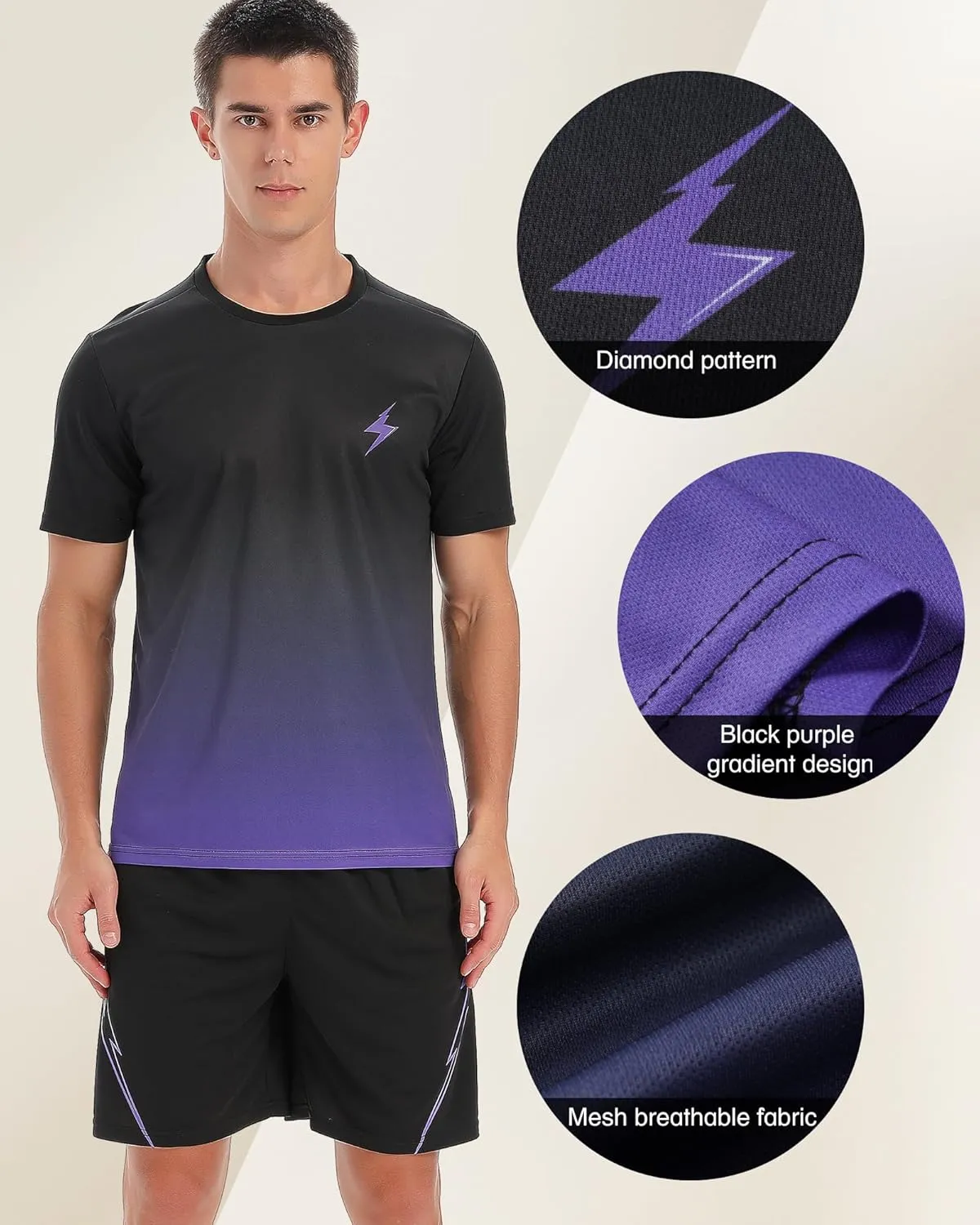 2Pack Mens Active Quick Dry Crew Neck T Shirts | Athletic Running Gym Workout Short Sleeve Tee Set