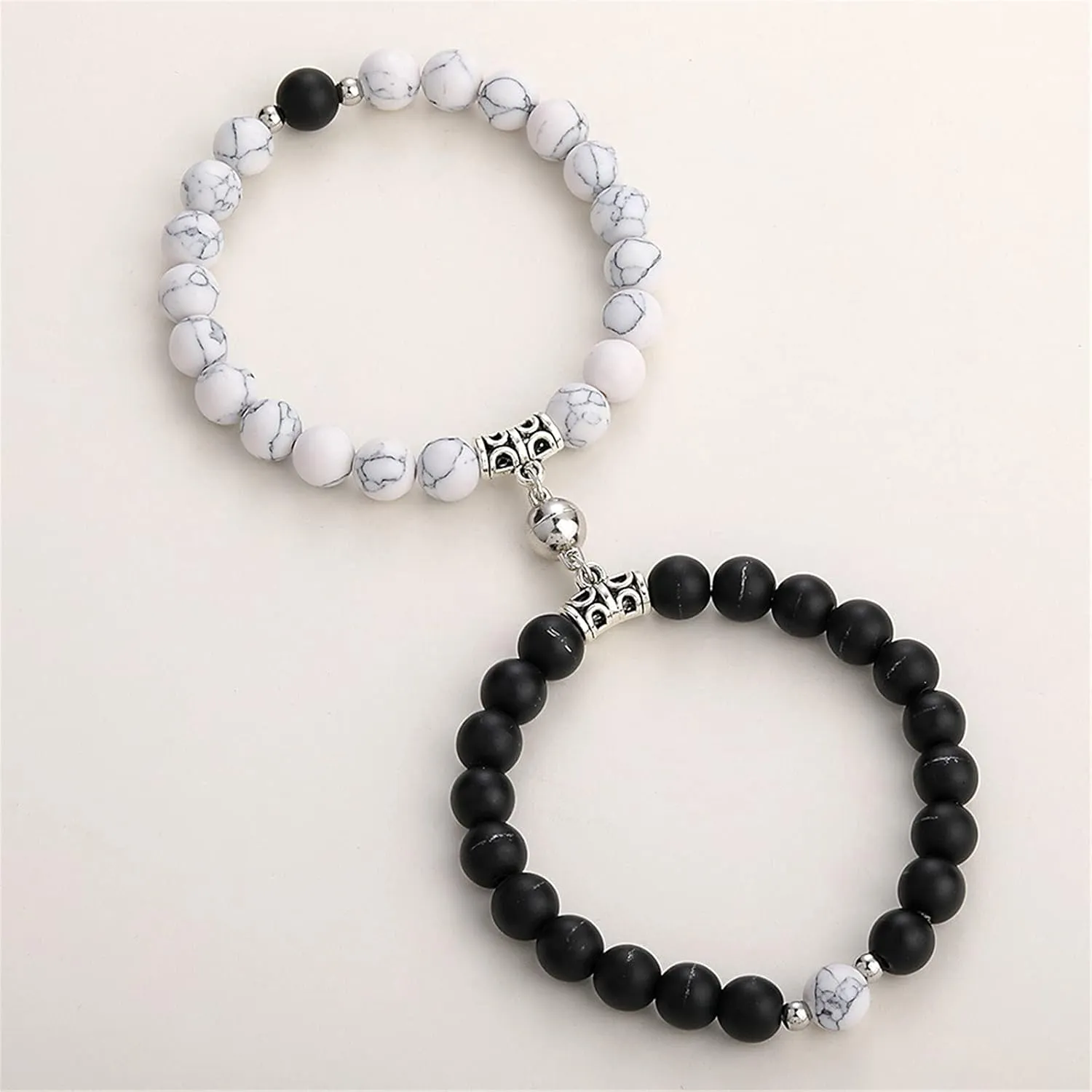 2Pcs Natural Stone Chakra Tiger Eye Beads Bracelet Couples Matching Frosted Stone Bracelet for Women Men Best Friend Lovers Friendship Unisex Jewelry Gift