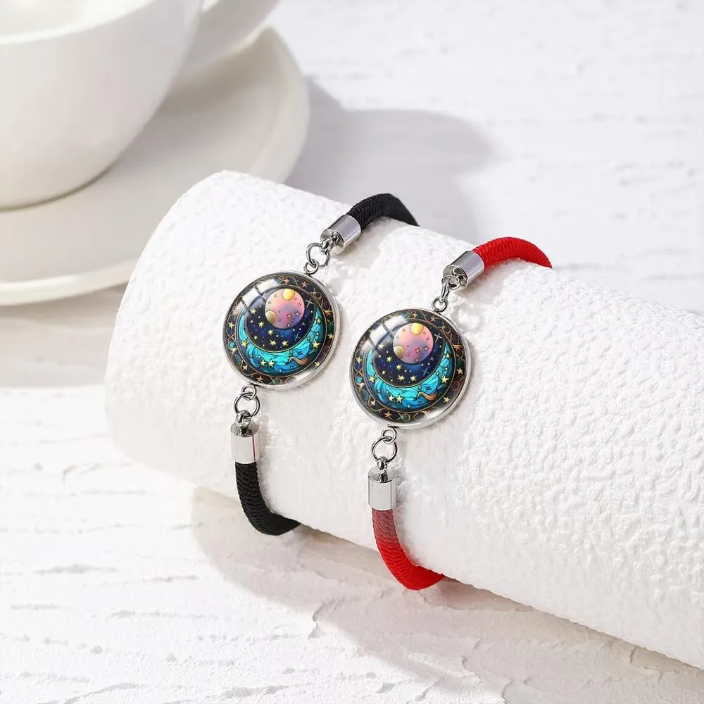 2pcs Sun and Stars Moon Couples Bracelets Pinky Promise Friendship Bracelets Set Gift for Valentine's Day Bracelet for Partners