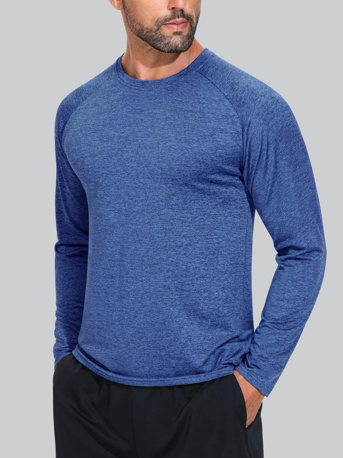 3 Pack Moisture-Wicking Long Sleeve T-Shirts for Men - Lightweight Quick-Dry Casual Tee Shirt for Gym Workout Running