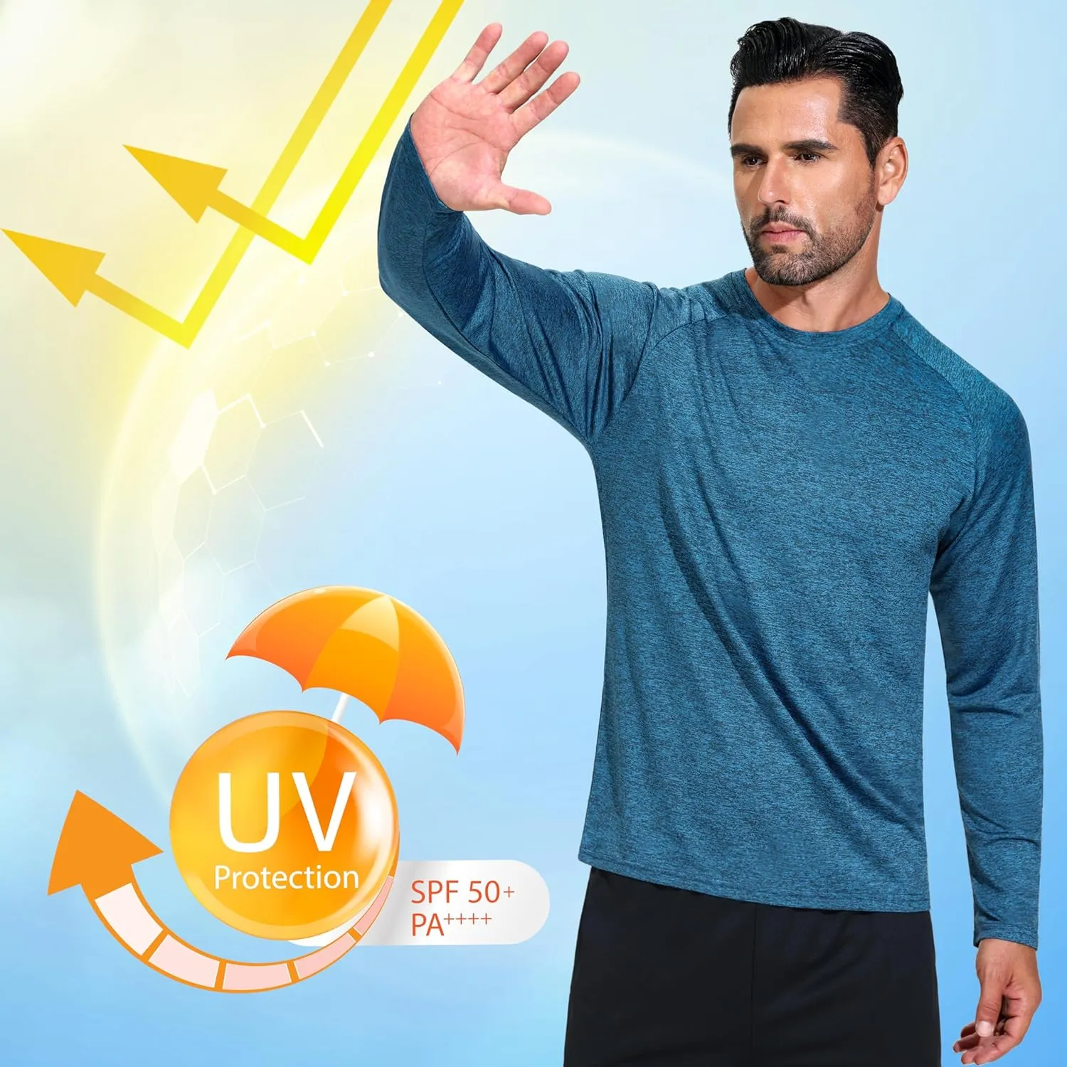 3 Pack Moisture-Wicking Long Sleeve T-Shirts for Men - Lightweight Quick-Dry Casual Tee Shirt for Gym Workout Running