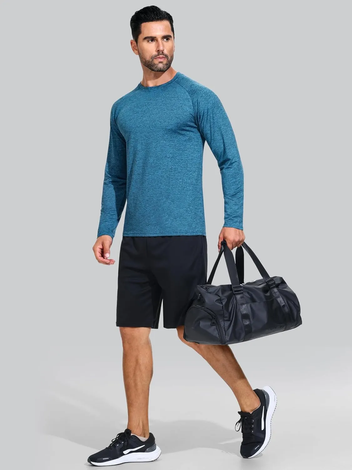 3 Pack Moisture-Wicking Long Sleeve T-Shirts for Men - Lightweight Quick-Dry Casual Tee Shirt for Gym Workout Running