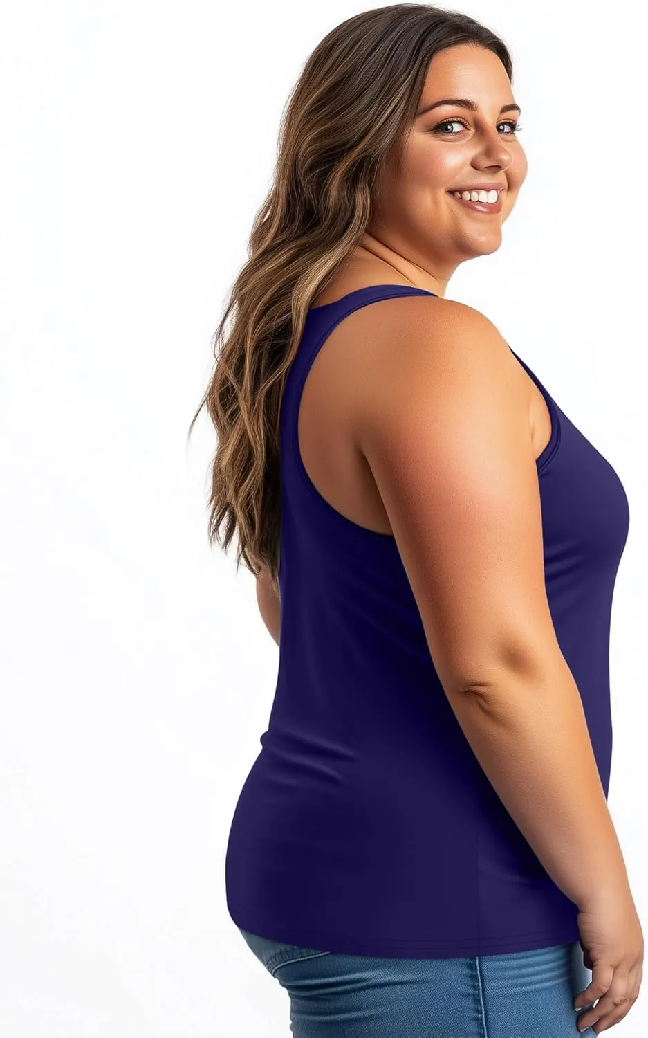 3 Pack Women's Plus Size V Neck Tank Tops Sleeveless Loose Fit Summer Tees Casual Trendy Basic T-Shirts Flat Hem