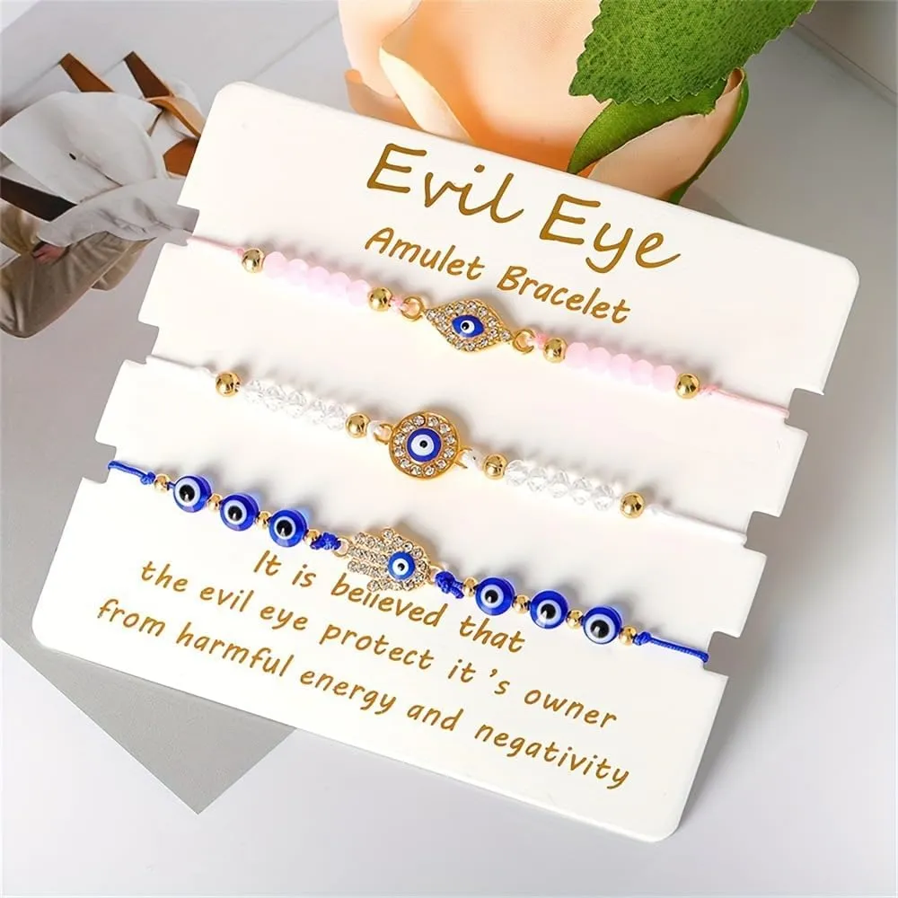 3 Pcs Set Evil Eye Bracelets Best Friend Bracelets for Bff Friendship Relationship Boyfriend Girlfriend Valentines Gifts