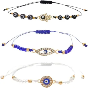 3 Pcs Set Evil Eye Bracelets Best Friend Bracelets for Bff Friendship Relationship Boyfriend Girlfriend Valentines Gifts