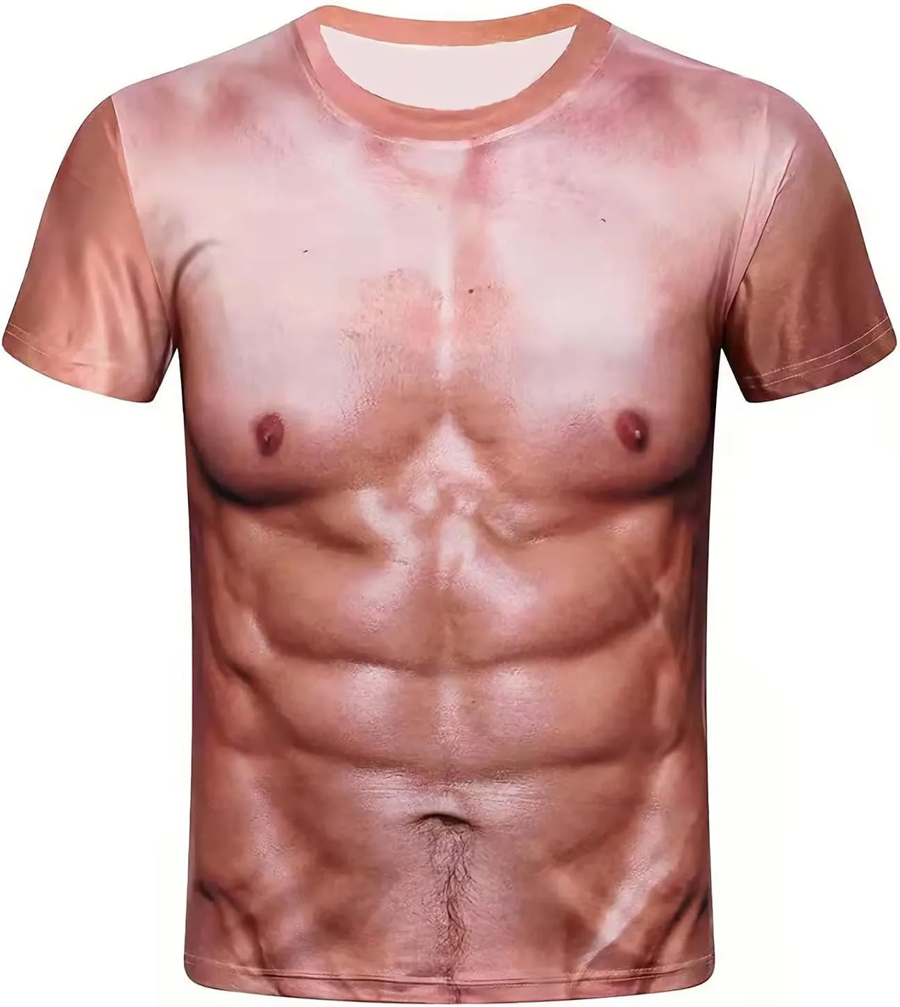 3D Fake Abs Muscle T Shirts Funny Shredded Chest Graphic Casual Short Sleeve Novelty Tees Shirt Costume Gift