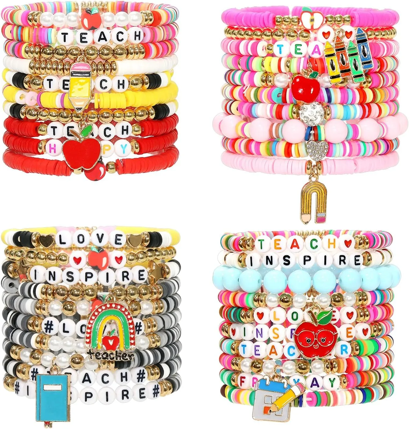 40Pcs Stackable Friendship Bracelets Set, Boho Stretch Bracelets for Women, Elastic Layering Bracelet Bulk for Jewelry Gift Party Favors Supplies