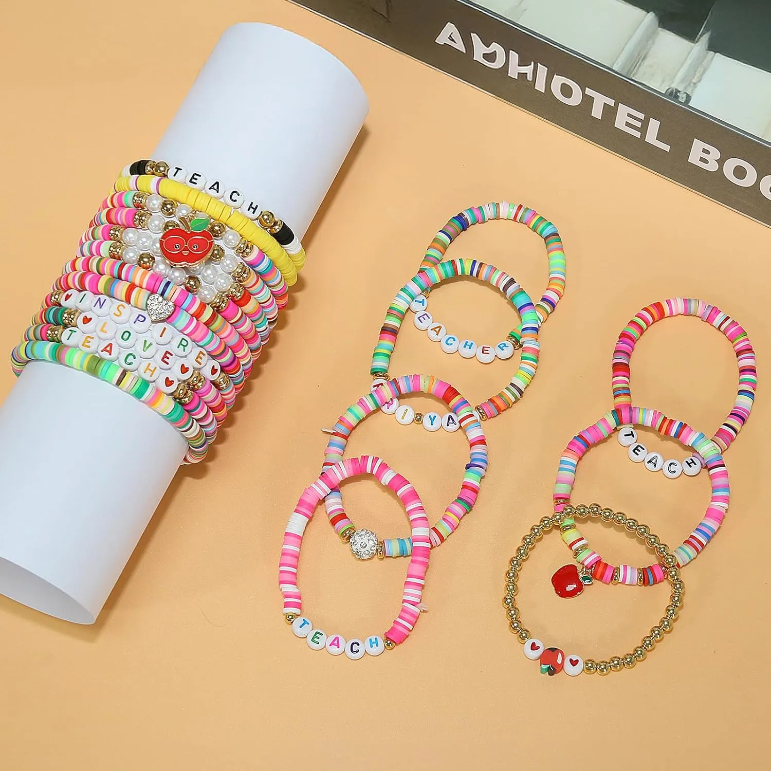 40Pcs Stackable Friendship Bracelets Set, Boho Stretch Bracelets for Women, Elastic Layering Bracelet Bulk for Jewelry Gift Party Favors Supplies