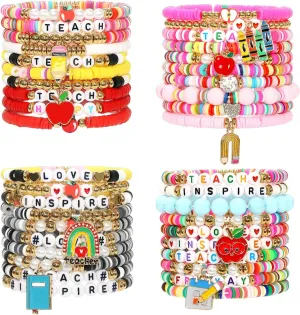 40Pcs Stackable Friendship Bracelets Set, Boho Stretch Bracelets for Women, Elastic Layering Bracelet Bulk for Jewelry Gift Party Favors Supplies