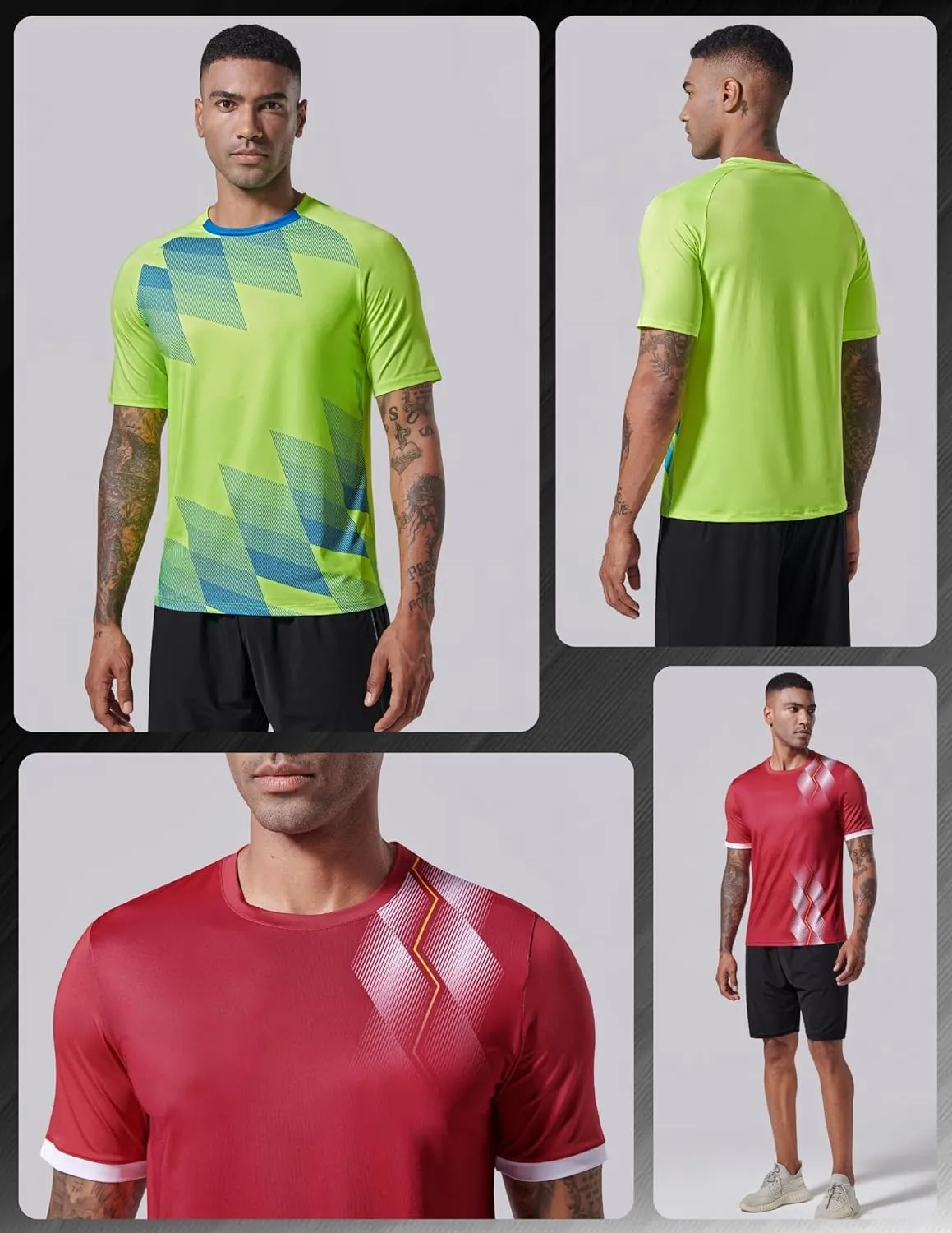 5 Pack Mens Active Quick Dry Crew Neck T Shirts | Athletic Running Gym Workout Short Sleeve Tee Tops Bulk