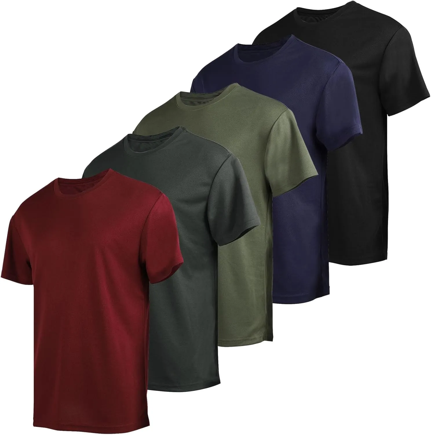5 Pack Mens Workout T Shirts Running Athletic Quick Dry Short Sleeve Crew Neck Polyester Summer Performance Tee