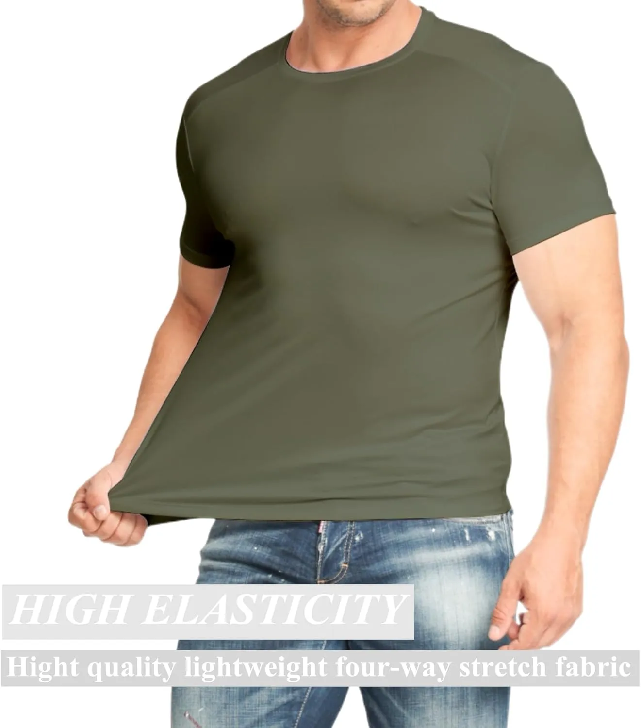 5 Pack Mens Workout T Shirts Running Athletic Quick Dry Short Sleeve Crew Neck Polyester Summer Performance Tee