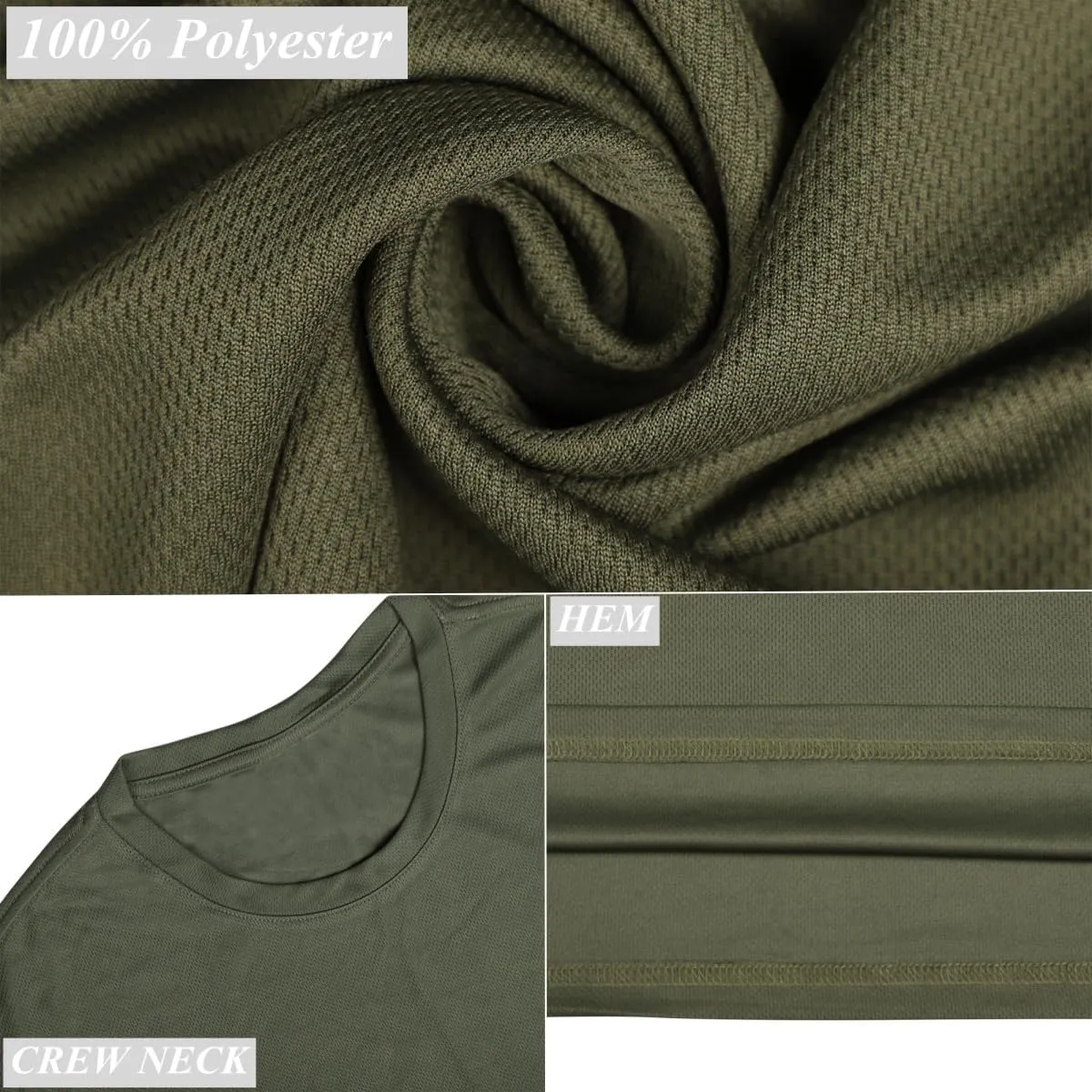 5 Pack Mens Workout T Shirts Running Athletic Quick Dry Short Sleeve Crew Neck Polyester Summer Performance Tee