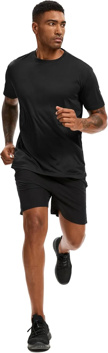 5 Pack Workout Shirts for Men T Shirts Quick Dry UPF 50  Sun Protection Athletic Short Sleeve Tops Lightweight Summer Tee