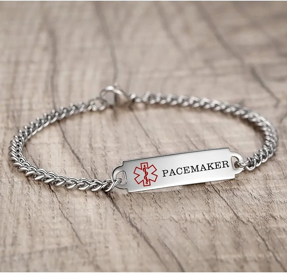 6.5"-8.5" Medical alert id bracelets for Women Men Stainless steel Medical Emergency Bracelets Free engraving