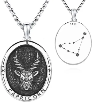 925 Sterling Silver Zodiac Constellation Pendant with Stainless Steel Chain 22" 2"