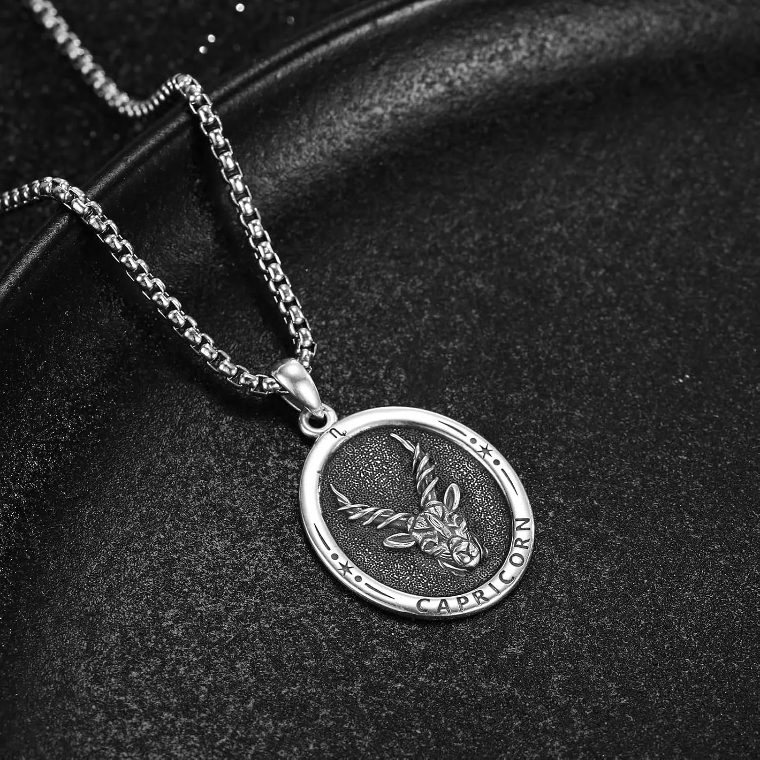 925 Sterling Silver Zodiac Constellation Pendant with Stainless Steel Chain 22" 2"