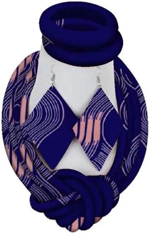 African Jewelry Set Ankara Print Necklaces with Matching Earrings for Women