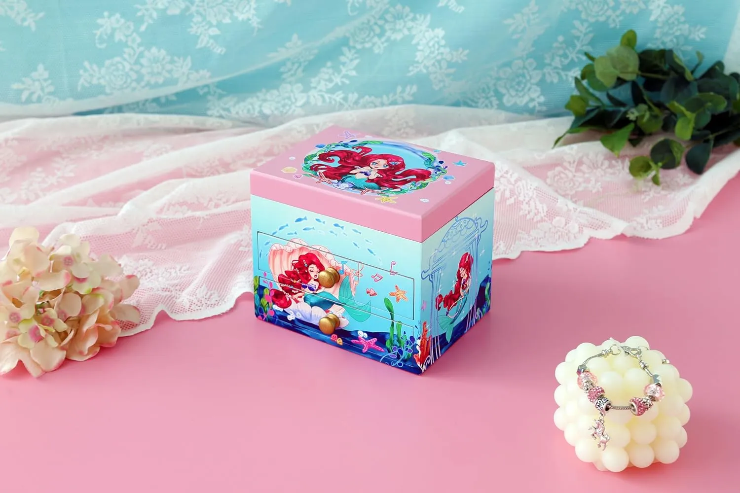 Agitation Unicorn Princess Wooden Musical Jewelry Box - Unicorn Gifts for Girls (A-Mermaid)