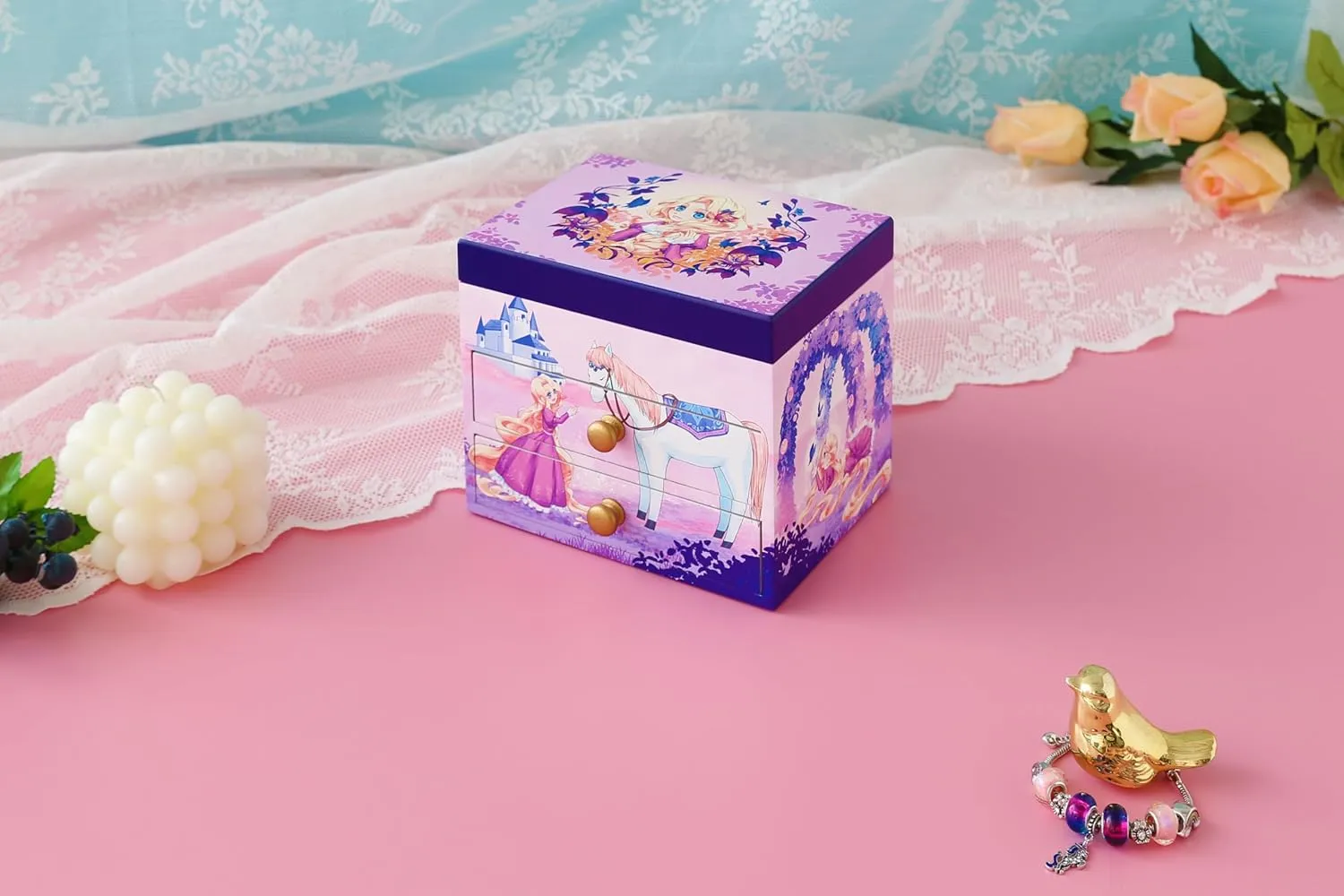 Agitation Unicorn Princess Wooden Musical Jewelry Box - Unicorn Gifts for Girls (A-Princess1)