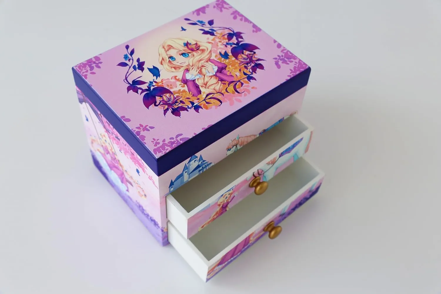 Agitation Unicorn Princess Wooden Musical Jewelry Box - Unicorn Gifts for Girls (A-Princess1)