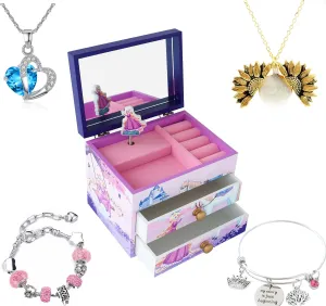 Agitation Unicorn Princess Wooden Musical Jewelry Box - Unicorn Gifts for Girls (A-Princess1)